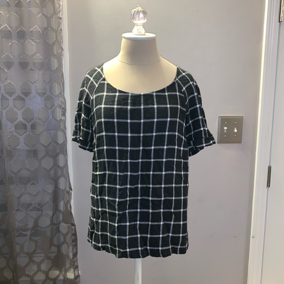 Promod plaid sweater top with buttons size 8 - Picture 3 of 8